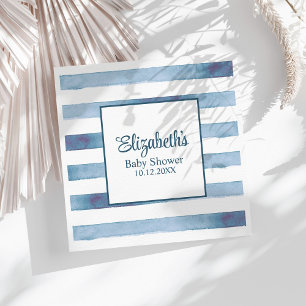 Navy Blue Waterverf Stripes Baby shower Servet
