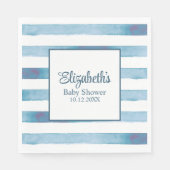 Navy Blue Waterverf Stripes Baby shower Servet (Voorkant)