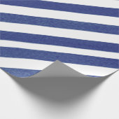 Navy Blue Waterverf Stripes Cadeaupapier (Hoek)