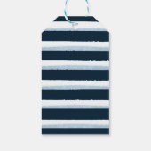 Navy Blue Waterverf Stripes Elegant Chic Gift Labe Cadeaulabel (Achterkant)
