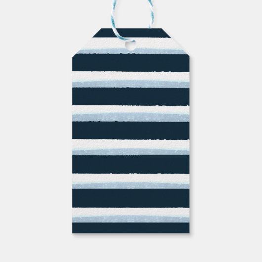Navy Blue Waterverf Stripes Elegant Chic Gift Labe Cadeaulabel (Achterkant)