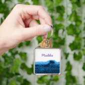Navy Blue waterverf swish Sleutelhanger (Hand)
