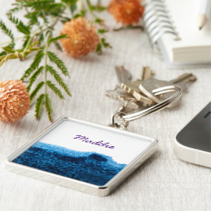 Navy Blue waterverf swish Sleutelhanger