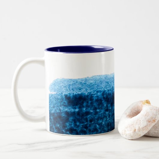 Navy Blue waterverf swish Tweekleurige Koffiemok (Met donut)