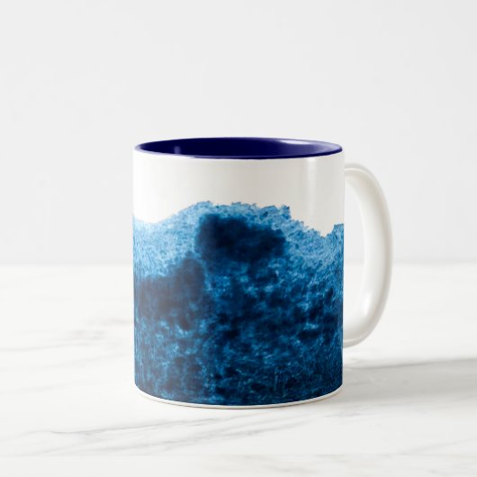 Navy Blue waterverf swish Tweekleurige Koffiemok (Voorkant rechts)