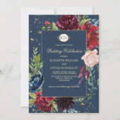 Navy blue | Waterverf tussen Bourgogne Floral en b Kaart (Voorkant)