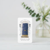 Navy Blue Waterverf Voorste deur Real Estate Agent Visitekaartje (Staand voorkant)