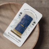 Navy Blue Waterverf Voorste deur Real Estate Agent Visitekaartje