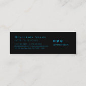 Navy Blue Waterverf Wavy Abstract Monogram Mini Visitekaartje (Achterkant)