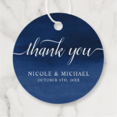 Navy Blue Waterverf Wedding Bedankt Bedankjes Labels (Achterkant)