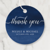 Navy Blue Waterverf Wedding Bedankt Bedankjes Labels (Voorkant)
