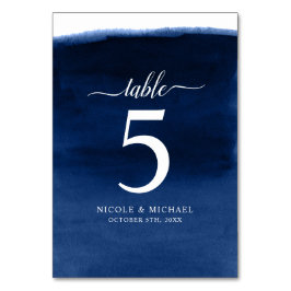 Navy Blue Waterverf Wedding Kaart