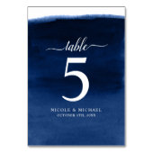 Navy Blue Waterverf Wedding Kaart (Achterkant)