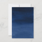 Navy Blue Waterverf Wedding RSVP Kaartje (Achterkant)