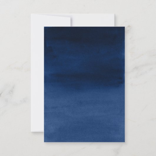 Navy Blue Waterverf Wedding RSVP Kaartje (Achterkant)