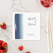 Navy Blue Waterverf Wedding Servet (Insitu)