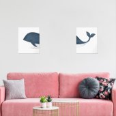 Navy Blue Waterverf Whale Beach kwekerij Muurkunst Sets (Woonkamer)