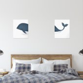 Navy Blue Waterverf Whale Beach kwekerij Muurkunst Sets (Slaapkamer)