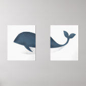 Navy Blue Waterverf Whale Beach kwekerij Muurkunst Sets (Voorkant)