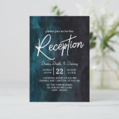 Navy Blue Waterverf & White Wedding Reception Kaart (Staand voorkant)