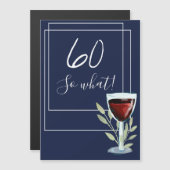 Navy Blue Waterverf Wijn 60e Verjaardag Magneet (Voorkant / Achterkant)