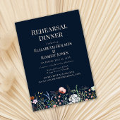 Navy Blue Waterverf Wildflower repetitie diner Kaart