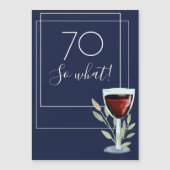 Navy Blue Waterverf Wine 70th Birthday Magnet (Voorkant)