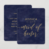 Navy Blue Waterverf, word je mijn bruidsmeisje Kaart (Voorkant / Achterkant)