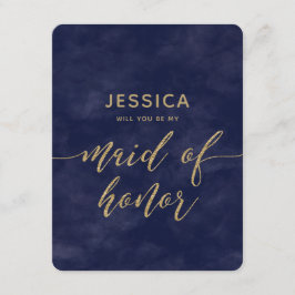 Navy Blue Waterverf, word je mijn bruidsmeisje Kaart