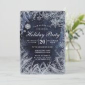 Navy Blue Waterverf & Zilveren Kerstfeest Kaart (Staand voorkant)