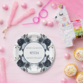 Navy Blue Waterverven 45/65 thSapphire Jubileum Papieren Bordje (Feest)