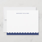 Navy Blue Wave Border Eenvoudige Minimalist Notitiekaartje (Voorkant)