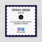 Navy Blue Wave Order Bedankt LOGO Social Icon Vierkante Visitekaartje (Achterkant)