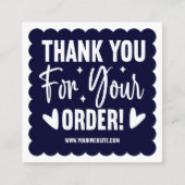 Navy Blue Wave Order Bedankt LOGO Social Icon Vierkante Visitekaartje (Voorkant)