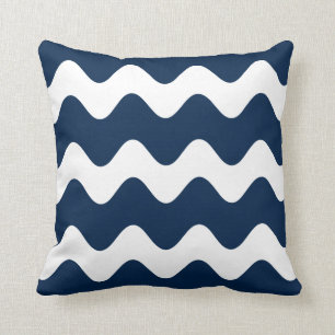 Navy Blue Wave Pattern Sierkussen