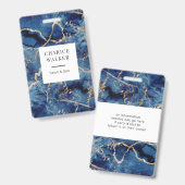 Navy Blue Waves Gold Ocean Salon Monogram Naam Badge (Voor- en achterkant)