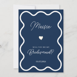 Navy Blue Wavy, jij wordt mijn bruidsmeisje aanzoe Kaart