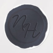 Navy Blue Wax Seal Initialen Bruiloft Monogram Labels (Design 1)