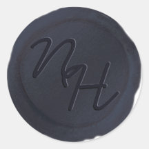 Navy Blue Wax Seal Initialen Envelop Sticker