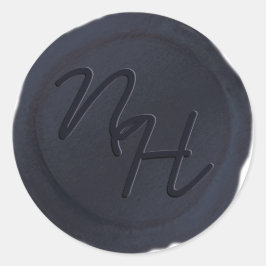 Navy Blue Wax Seal Initialen Envelop Sticker