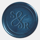 Navy Blue wax seal sticker met initialen (Voorkant)