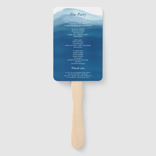 Navy Blue We doen Waterverf Ombre bruiloft Handwaaier (Achterkant)