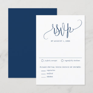 Navy Blue we maken moderne kalligrafie bruiloft RSVP Kaartje