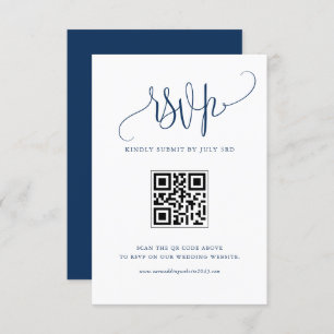 Navy Blue we maken moderne kalligrafie-wending QR- RSVP Kaartje