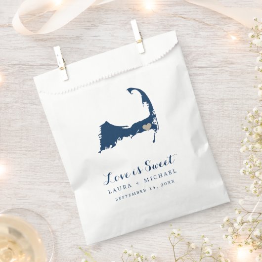 Navy Blue Weddenschap met Cape Cod Map Bedankzakje (Geknipt)