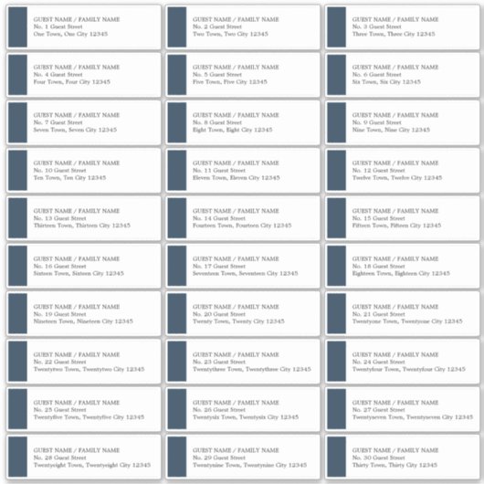 Navy Blue Wedding 30 Guest Adresetiketten Sticker (Voorkant)