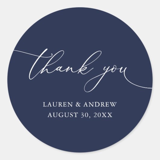 Navy Blue Wedding Bedankt Envelope Seal Ronde Sticker (Voorkant)
