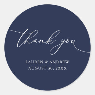 Navy Blue Wedding Bedankt Envelope Seal Ronde Sticker