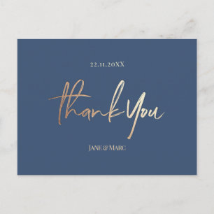 Navy Blue Wedding Bedankt Kaarten Elegant Script