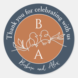 Navy Blue Wedding Bedankt Ronde Sticker